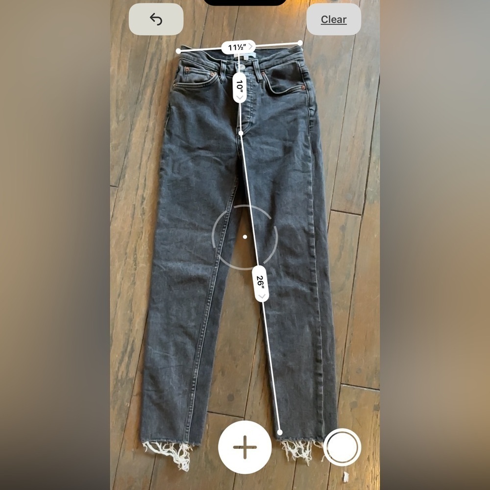 RE DONE Charcoal button fly jeans size 25 casual chic minimalist - Picture 4 of 4